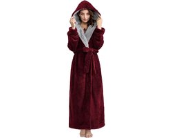 Badjas Lang en Pluizig: Pluche Fleece Badjas zonder Capuchon van Pluche Flanel met Ceintuur - Dik & Comfortabel Huisjas Perfect voor Thuis of als Kerstcadeau