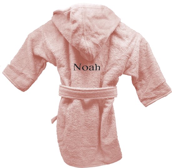 Badjas uni line 0-12mnd - blush - met GRATIS geborduurde naam van Merkloos