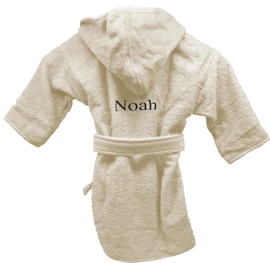 Badjas uni line 0-12mnd - cream  - met GRATIS geborduurde naam van Funnies.