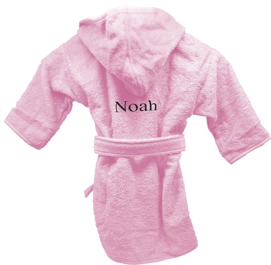 Badjas uni line 0-12mnd - roze  - met GRATIS geborduurde naam van BamBam