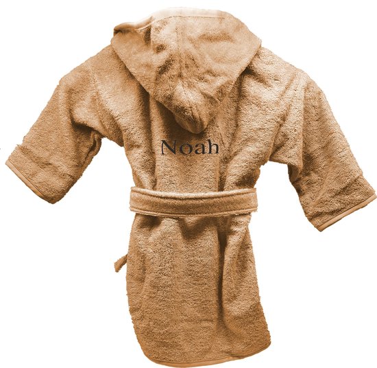 Badjas uni line 0-12mnd - sand  - met GRATIS geborduurde naam van Merkloos