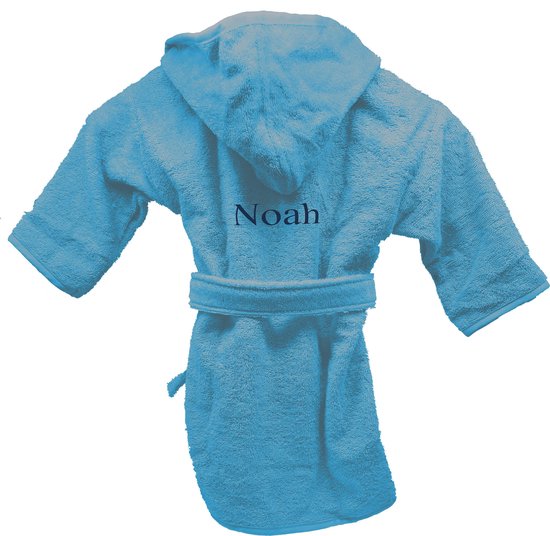 Badjas uni line 1-2jr - blauw  - met GRATIS geborduurde naam van Merkloos