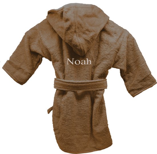 Badjas uni line 1-2jr - brown clay  - met GRATIS geborduurde naam van Merkloos