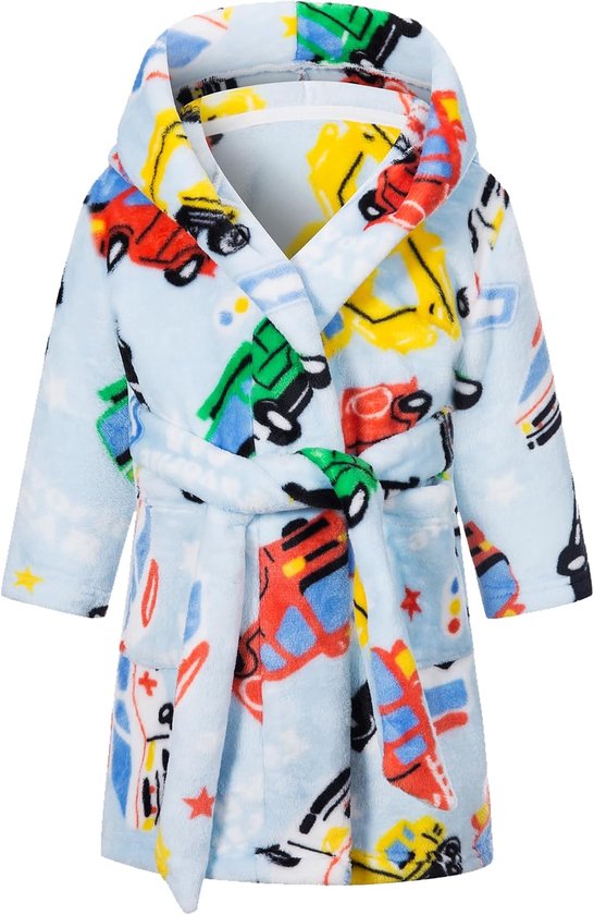 Badjas voor kinderen meisjes jongens fleece kinderbadjas met capuchon, flanel fluffy kamerjas super zacht gezellig cartoon lange kamerjas warme pyjama maat 92-128