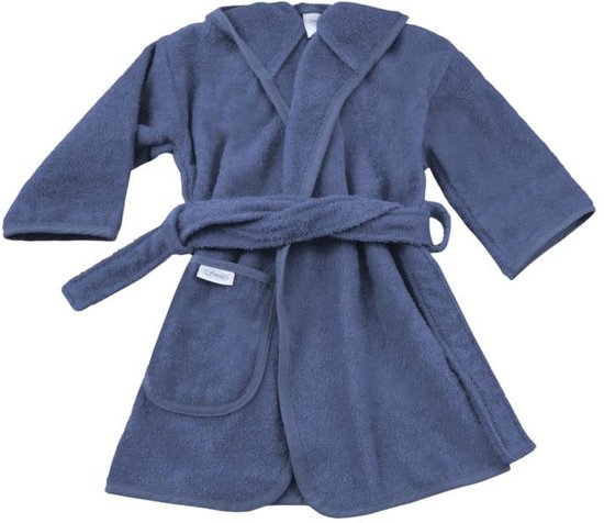 Badjasje silk blue met naam geborduurd 1-2 jaar