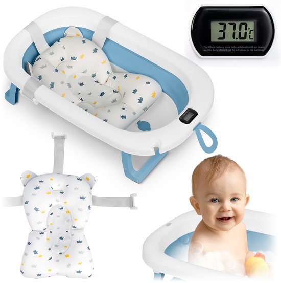 Badje voor kinderen en baby's met thermometer en inlegger RK-287 wit-blauw