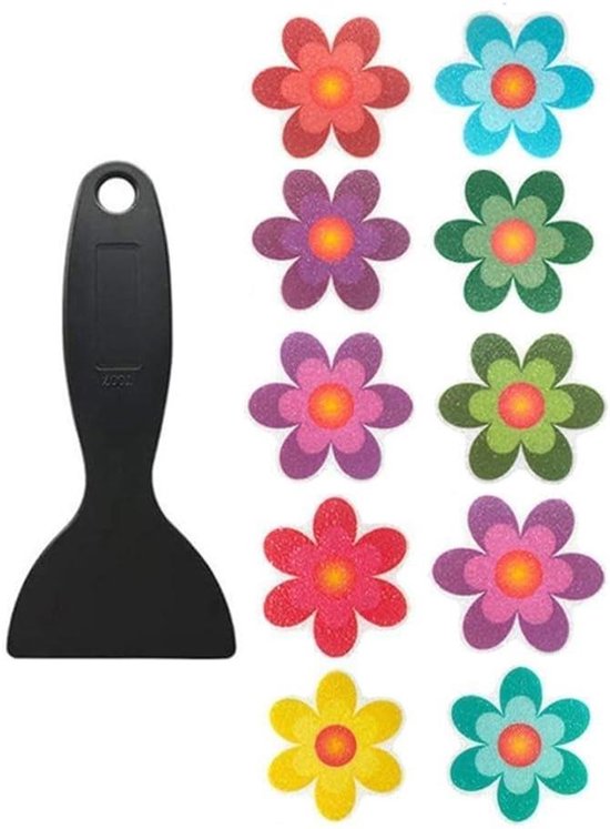 Badkamer Stickers - Antislip Patches - Veilige Douche - Bloemen Ontwerp - 10 Stuks - Gekleurd