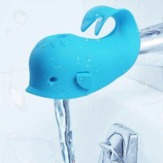 Badkraanbeschermer, douchebeschermer voor baby's, leuk en effectief om te voorkomen dat baby's hun hoofd stoten tijdens het badderen. Het schattige en zachte walvisontwerp zorgt voor een veilige en plezierige badtijd voor je baby (blauw). van Merkloos