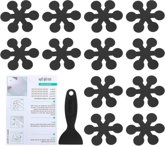 Badkuip Anti-slipstickers - Douche Veiligheid - Veilig Douchen - Milieuvriendelijke Lijm - 12 Stuks 8cm - Zwart