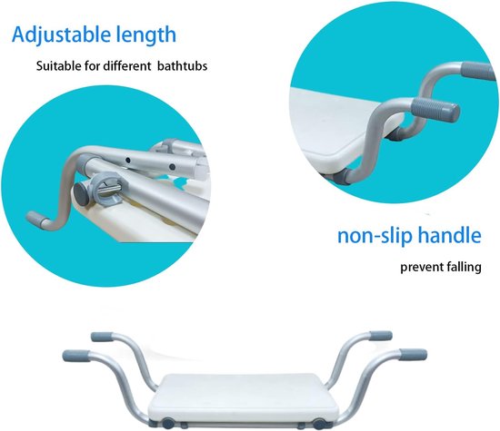 Badkuipstoel, uittrekbaar 73,5-83,5 cm, zitplank voor de badkuip, accessoires, comfortabel voor oudere of zwangere vrouwen, 41,5 x 8,5 x 24,5 cm van Tatkraft