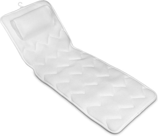 Badkussen met anti-slip zuignappen voor orthopedische steun in bad - Home spa kussen voor rug schouders en nek - XL - Wit van DS Products