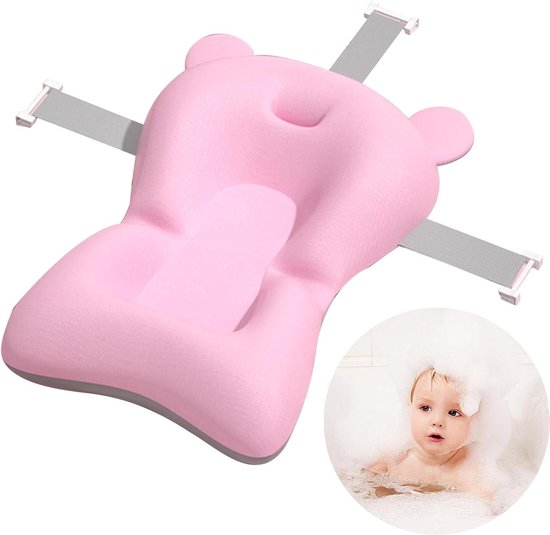 Badkussen voor baby's - voorkomt slip - zacht - sneldrogend - verstelbaar - lichtgewicht - roze - 0-12 maanden van Merkloos