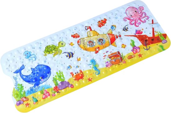 Badmat kind en baby - oceaan duikboot onderzeeër onderzeeboot scheepswrak vissen schildpad walvis octopus onderwater - grote mat anti slip - antislip baby's kinderen - antislipmat - kinderbadmat babybadmat douchemat douche badkamer - groot - wasbaar van Merkloos