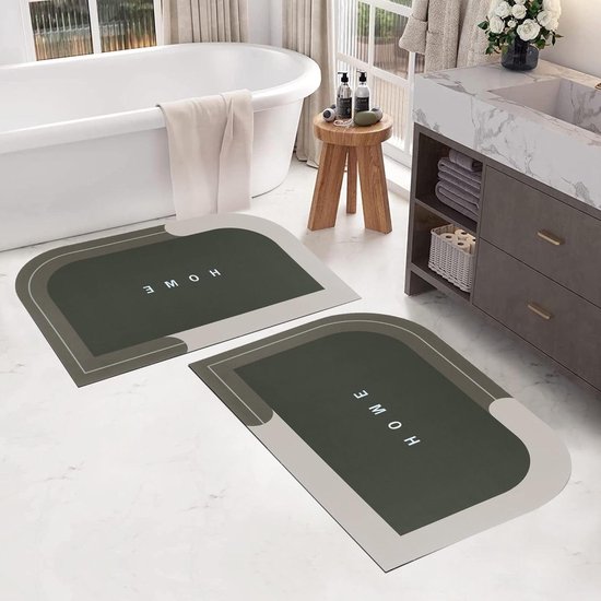 Badmat Set - Douchemat Antislip - Veilig Douchen - Hoogwaardig Siliconen - 2 stuks 60x40cm - Grijs