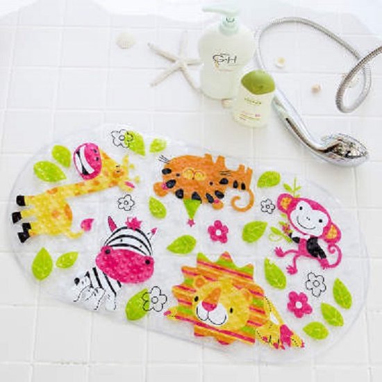 Badmatje - Antislip - Kinder Antislip mat Bad / Douche - Voor kinderen en baby's - mat voor in bad - mat voor in douche - douchemat met zuignappen - 69 x 39 cm - Zebra van Merkloos