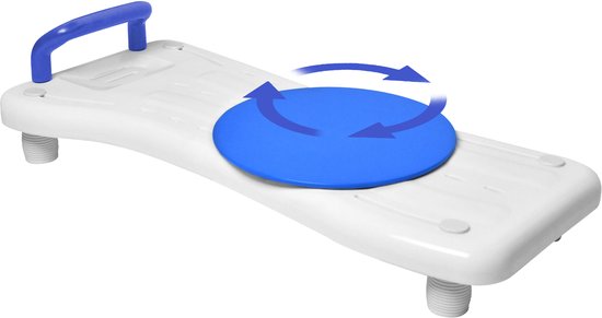Badplank Badkuipzitje Met draaitafel – Lichtgewicht Zitbank 70cm met Anti-Slip en Maximaal 150kg Draagvermogen,Blauwe leuning van Kobolo