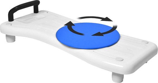 Badplank met Draaibaar Zitvlak – Zwarte Handgreep & Zeephouder, voor Badbreedte 41–63 cm van Merkloos