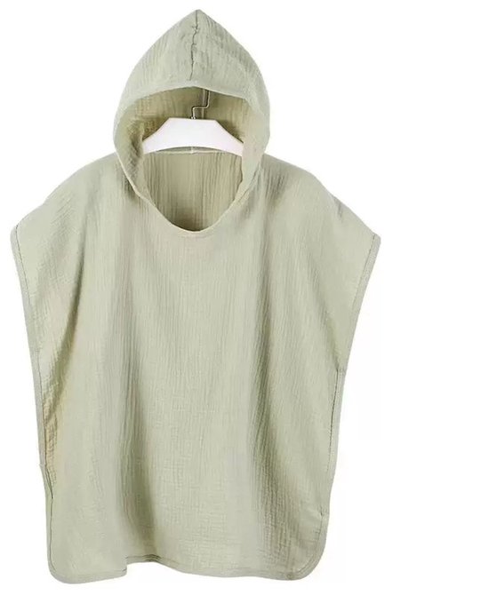 Badponcho Groen - 100% Katoen - Zacht en Licht - Met Capuchon - 76 x 76 cm - Peuter - Kind