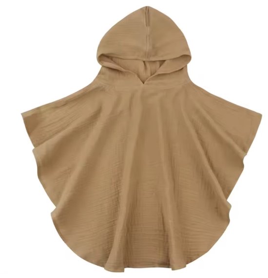Badponcho - Hydrofiel - Snel drogend - Mousseline - 68CM lang - 1 tot 4 jaar - Bruin van Merkloos