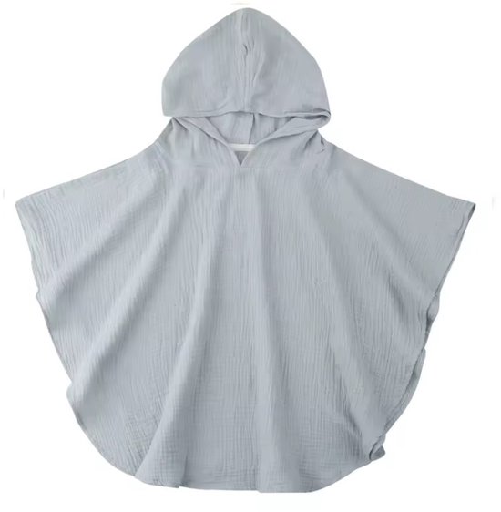 Badponcho - Hydrofiel - Snel drogend - Mousseline - 68CM lang - 1 tot 4 jaar - Grijs/Blauw van Little Adventures