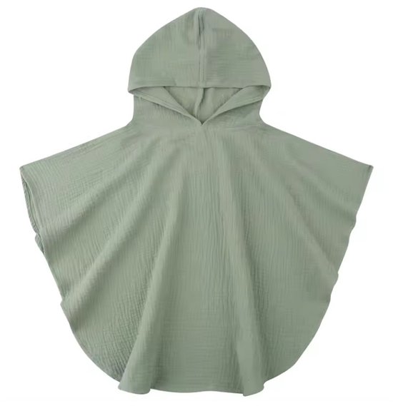 Badponcho - Hydrofiel - Snel drogend - Mousseline - 68CM lang - 1 tot 4 jaar - Groen van Merkloos