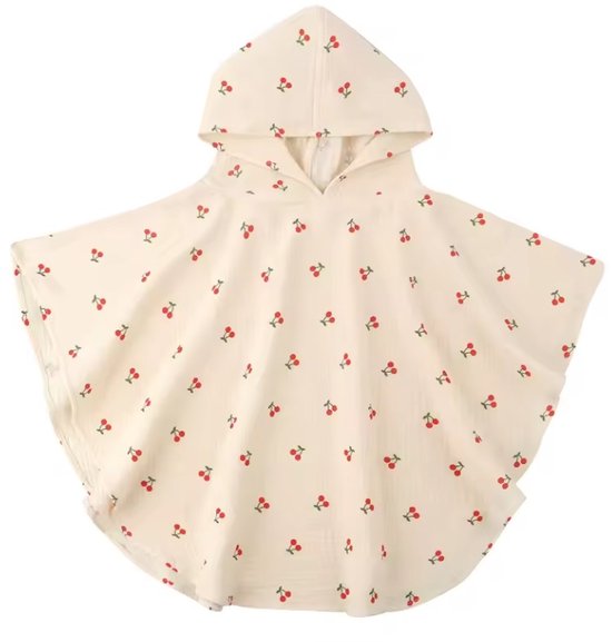 Badponcho - Hydrofiel - Snel drogend - Mousseline - 68CM lang - 1 tot 4 jaar - Kersen van Merkloos