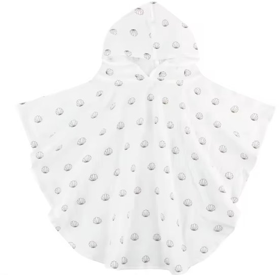 Badponcho - Hydrofiel - Snel drogend - Mousseline - 68CM lang - 1 tot 4 jaar - Schelpjes van Merkloos