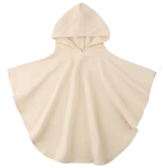 Badponcho - Hydrofiel - Snel drogend - Mousseline - voorkant 44CM totaal 68CM lang - 1 tot 3 jaar - Zand