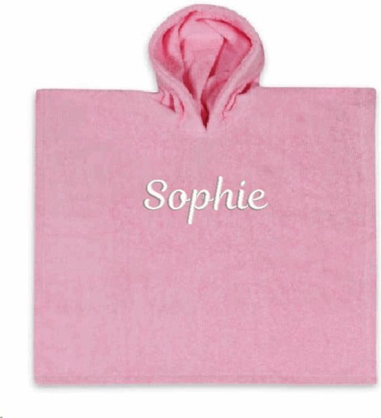 Badponcho met geborduurde naam rose