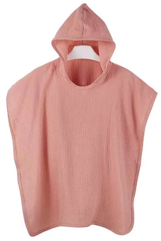 Badponcho Roze - 100% Katoen - Zacht en Licht - Met Capuchon - 76 x 76 cm - Peuter - Kind