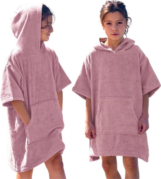Badponcho voor meisjes en jongens, 100% katoen, strandponcho, handdoek met capuchon, omtrekhulp, surfponcho, badjas van By Lille Vilde