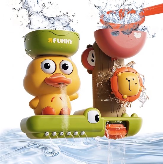 Badspeelgoed Baby & Peuter – Kleurrijke Badspeelset met Dierenvormen en Waterschep – Educatief Waterspeelgoed met Zuignappen – Veilig BPA-vrij Badkamer Speelgoed vanaf 18 Maanden
