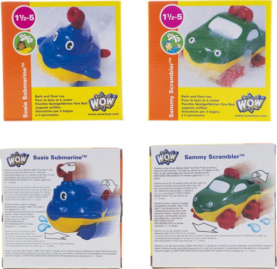 Badspeelgoed - duikboot en waterauto 2 stuks - WOW van Badspeelgoed.