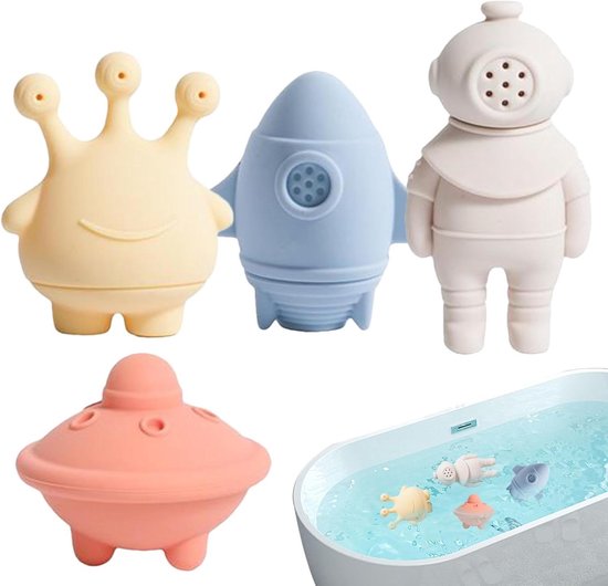 Badspeelgoed Set - Waterspeelgoed Peuters - Interactief Spelen - Zacht Babyveilig Materiaal - 20 x 15 x 5 cm