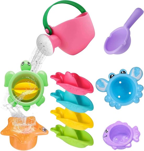 Badspeelgoed voor baby's 1-4 jaar | 10-delige set | schimmelvrij | waterspeelgoed badkuip en zwembad | veilig en leuk | ideaal babybadspeelgoed | cadeau