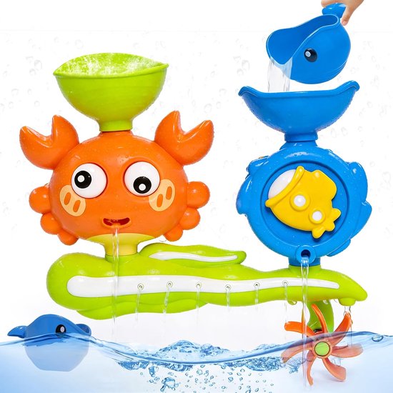 Badspeelgoed voor kinderen van 1-3 jaar – Krab-waterspeelgoed voor in bad voor peuters van 2-4 jaar, schimmelvrij badspeelgoed met zuignap voor baby's van 6-12 maanden (jongens en meisjes)