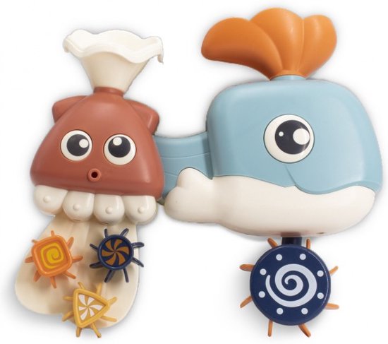 Badspeelgoed Watermolen met Dieren - Tachan - Walvis met Zuignappen en Draaiende Ogen van Badspeelgoed.