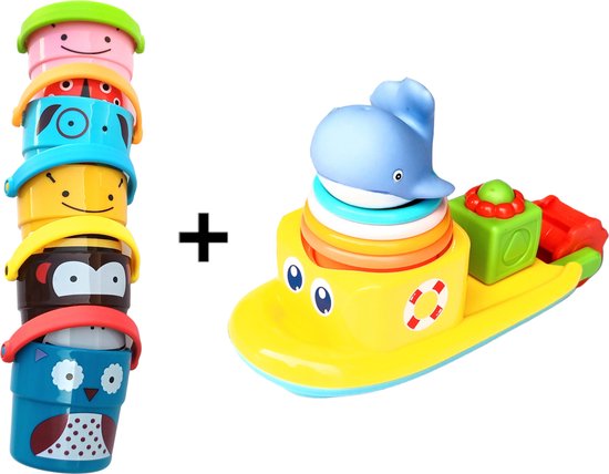 Badspeelgoed - Waterrad bad speelgoed boot + Bademmertjes - Badspeeltjes - 2 stuks van Toi-Toys