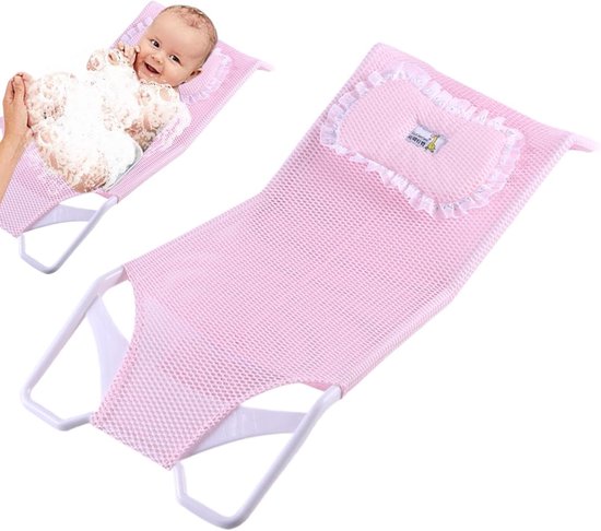 Badsteun Net - Douche Wieg - Baby Baden - Veilige Lichaamsuitlijning - 58 cm - Roze