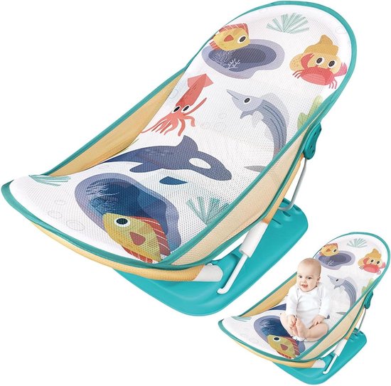 Badsteun Peuter - Babybadje Opvouwbaar - Veilig Baden - Verstelbare Helling - 60 x 33 x 35 cm - Stijl 3