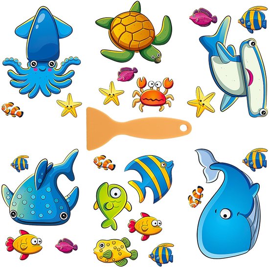 Badsticker Set - Antislip Stickers - Veilig Baden - Zee Motief - 24 Stuks - Multicolor