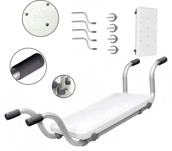 Badstoel - Verstelbare douchestoel - Geschikt voor senioren en volwassenen - Badkamerstoel voor zwangere vrouwen en kinderen - Douchekruk - Antislip - Badzitje - Maximaal draagvermogen 150 kg - Aluminiumlegering - Wit