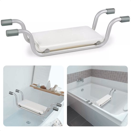 Badstoel voor Senioren - Badstoeltje - Stoel voor in Bad - Badzitje Volwassenen - Anti-Slip Revalidatie - Metaal & Kunststof - Inclusief EBOOK