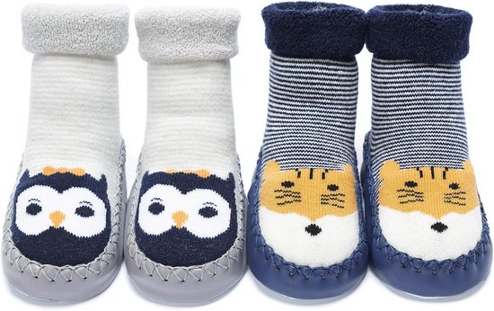 Badstof Antislip Babysokken 2-Pak - Winter Warmte & Veiligheid voor Jonge Kinderen