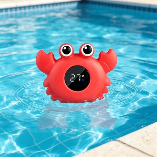 Badthermometer - Elektronische watertemperatuurmeter - Waterthermometer voor het bad – Krab – Veiligheid voor pasgeboren baby's - Drijvend badspeeltje – Cadeau voor peuters, meisjes, jongens en baby's van 1, 2, 3 en 4 jaar - rood