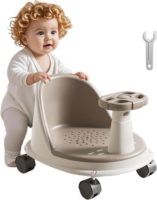 Badzitje Baby - Douchestoel Kinderen - Veilig Baden - Krachtige Zuignappen - 17.7 x 28.4 x 17.7 cm - Khaki