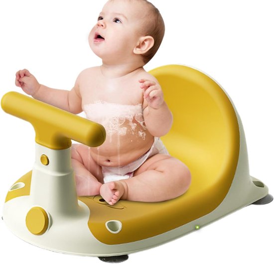 Badzitje Kinderen - Douchekruk Baby - Veilig Baden - Antislip Zitting - 17.5 cm Hoog - Geel