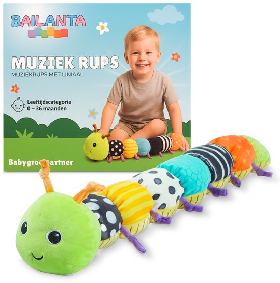 Bailanta® Baby Rups Knuffel - Muzikaal Sensorisch Speelgoed - Met Knisperpapier & Liniaal - Voor Tummy Time & Motoriekontwikkeling van Merkloos
