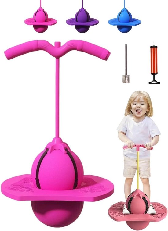 Balans Springbal - Pogobal met handvat - Coördinatie Verbeteren - Afneembare handgreep - Standaard Maat - Roze
