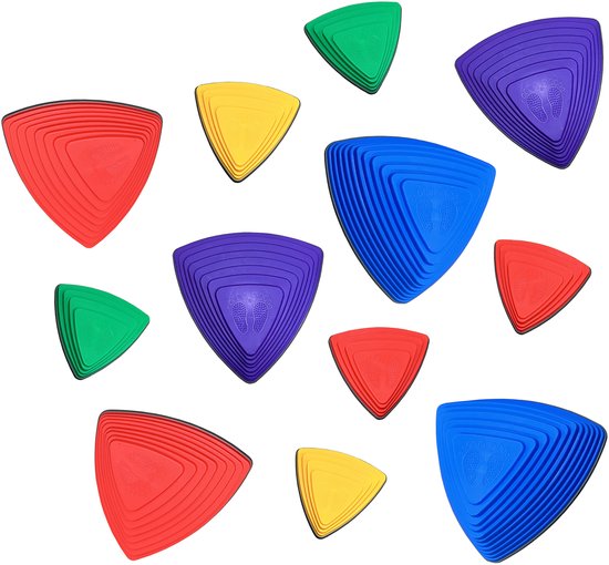 Balansstenen - Stepping Stones - Balans Stapstenen - Stapelbare Rivierstenen - Stimuleert motoriek - V.A. 1 jaar - 12 stuks - Felle kleuren van Merkloos